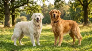 English Cream vs American Golden Retriever comparison image for Ohio puppy buyers and families